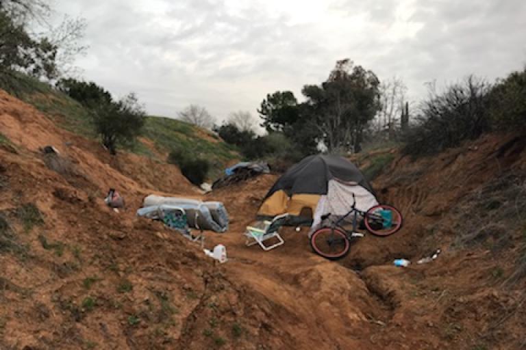 encampment tent and bike