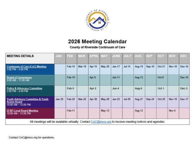 2026 Meeting Calendar