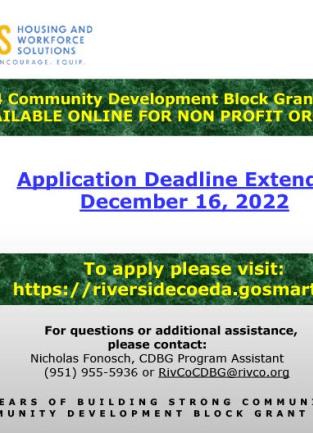 CDBG Application Extension 2022
