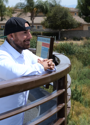 Steve from Murrieta reflects on his life out of prison standing on bridge in French Valley CA